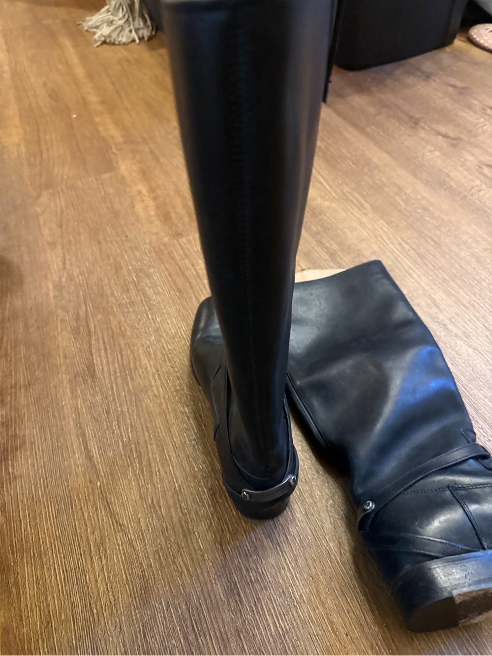 Frye Black Leather Tall Western Riding Boots - Picture 4 of 5